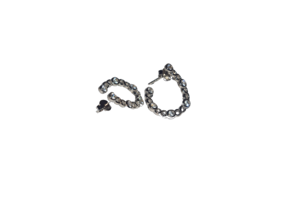 Icy Bound 925 sterling silver women’s hoop earrings with bezel-set crystals, modern elegant sparkling jewelry