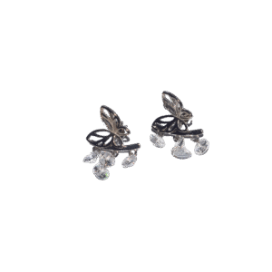 Moon Frost 925 sterling silver women’s earrings with butterfly design and sparkling crystal drops, elegant celestial jewelry